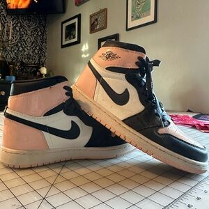 Jordan Women's Black and Pink High-Top Sneakers